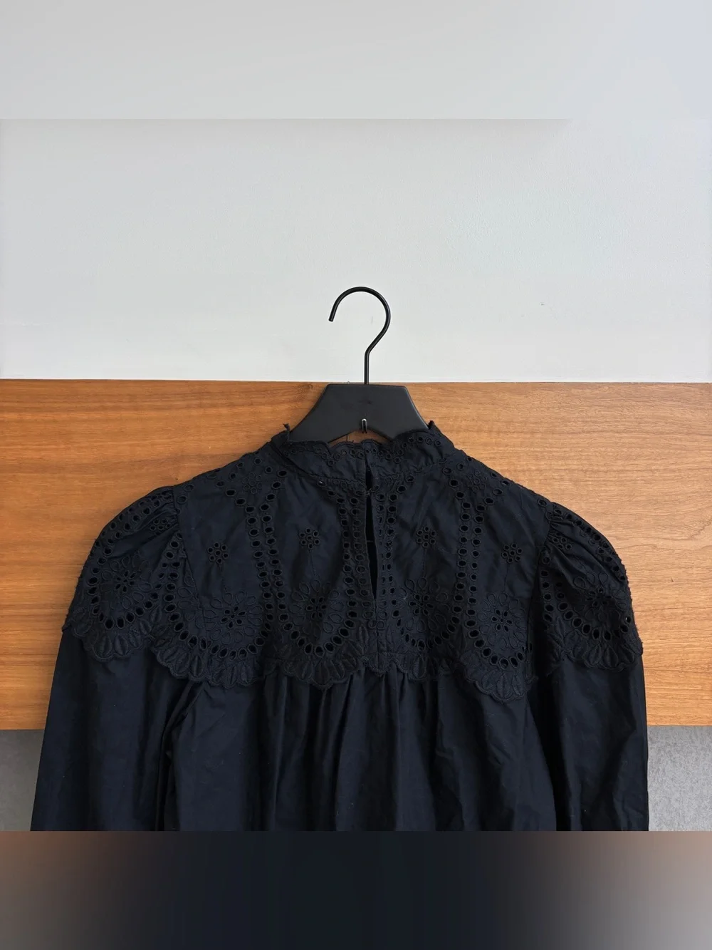 GAP Eyelet Mockneck Shirt In Black, Size XS